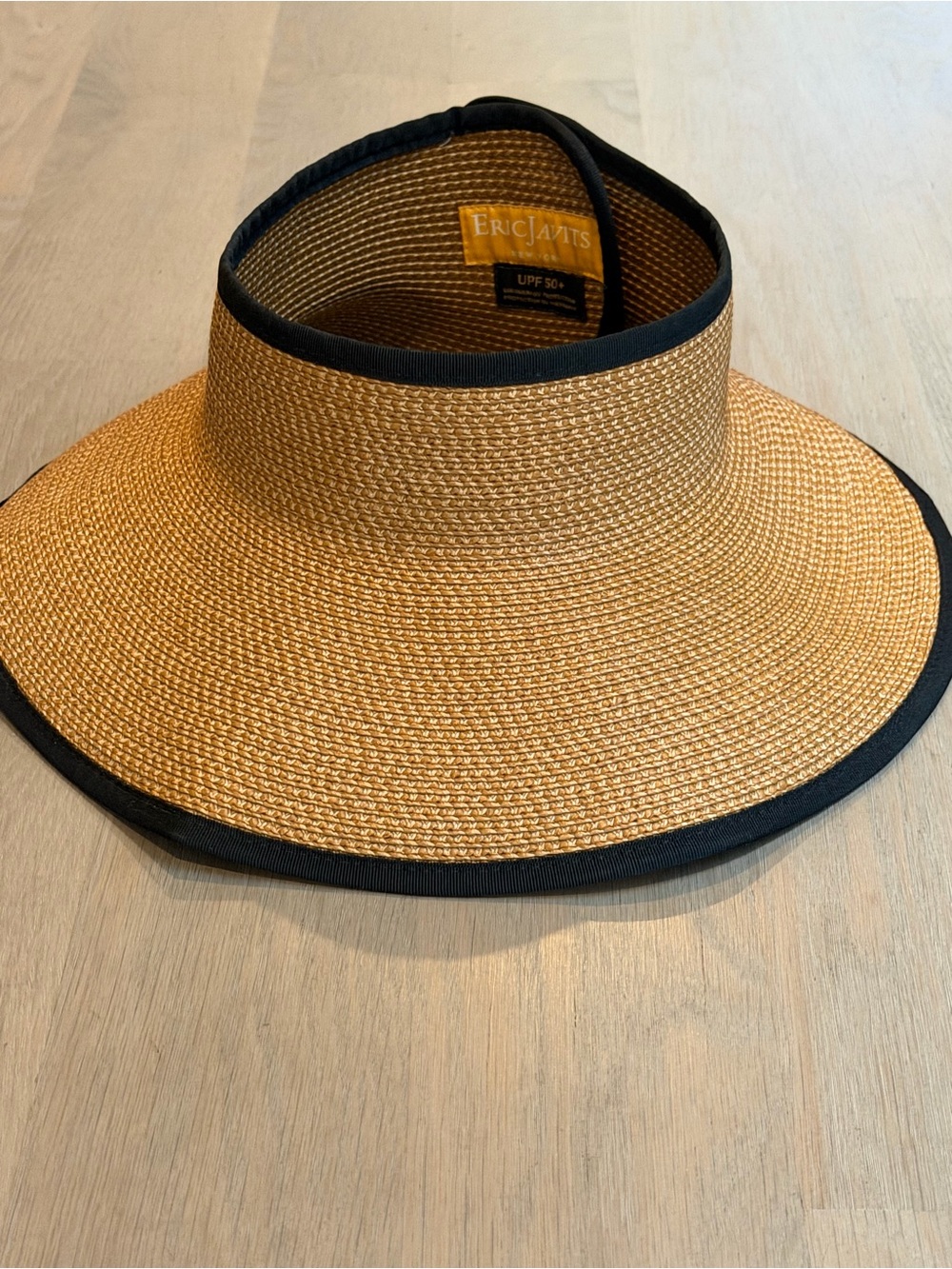 Eric Javits Natural Lil Squishee Visor Natural/Black, UPF 50+, OS